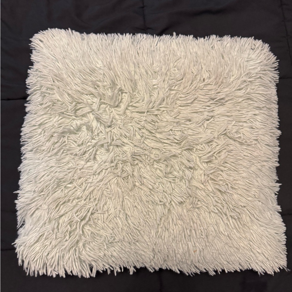 Fluffy White Shag Pillow
